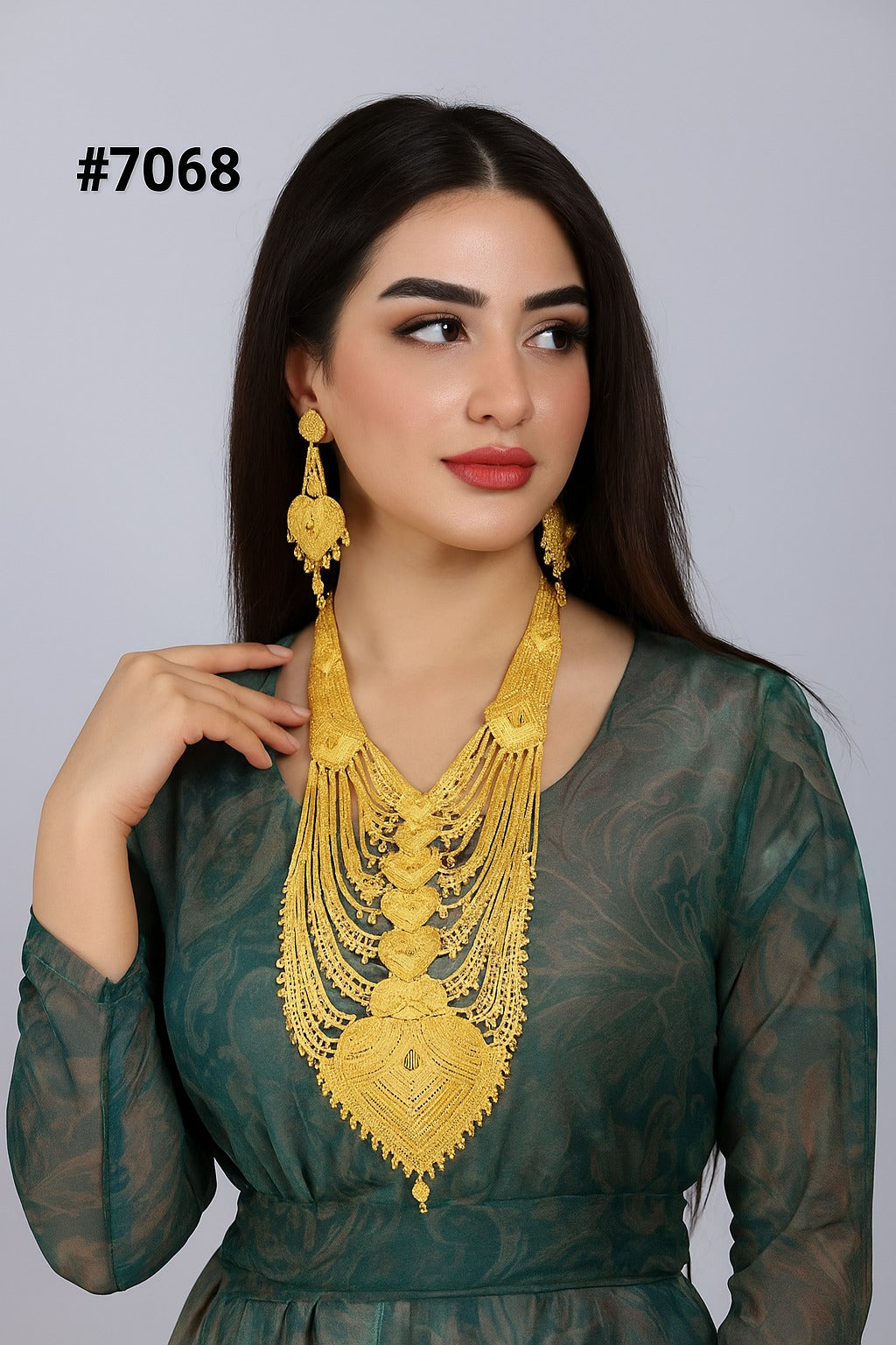 Gold Plated LONG NECKLACE 1 Gram Gold Plated Jewellery PMJ Model No : 7068