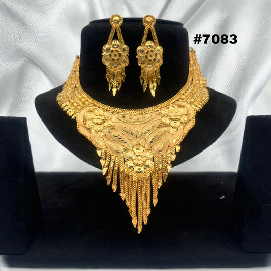 Gold Plated Bridal Short Necklace Set, PMJ Model No: 7083