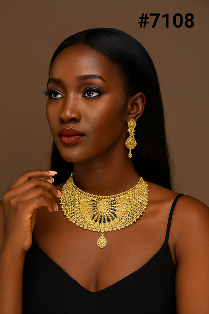 Gold Plated Short Necklace 1 Gram Gold Plated Jewellery PMJ Model No : 7108