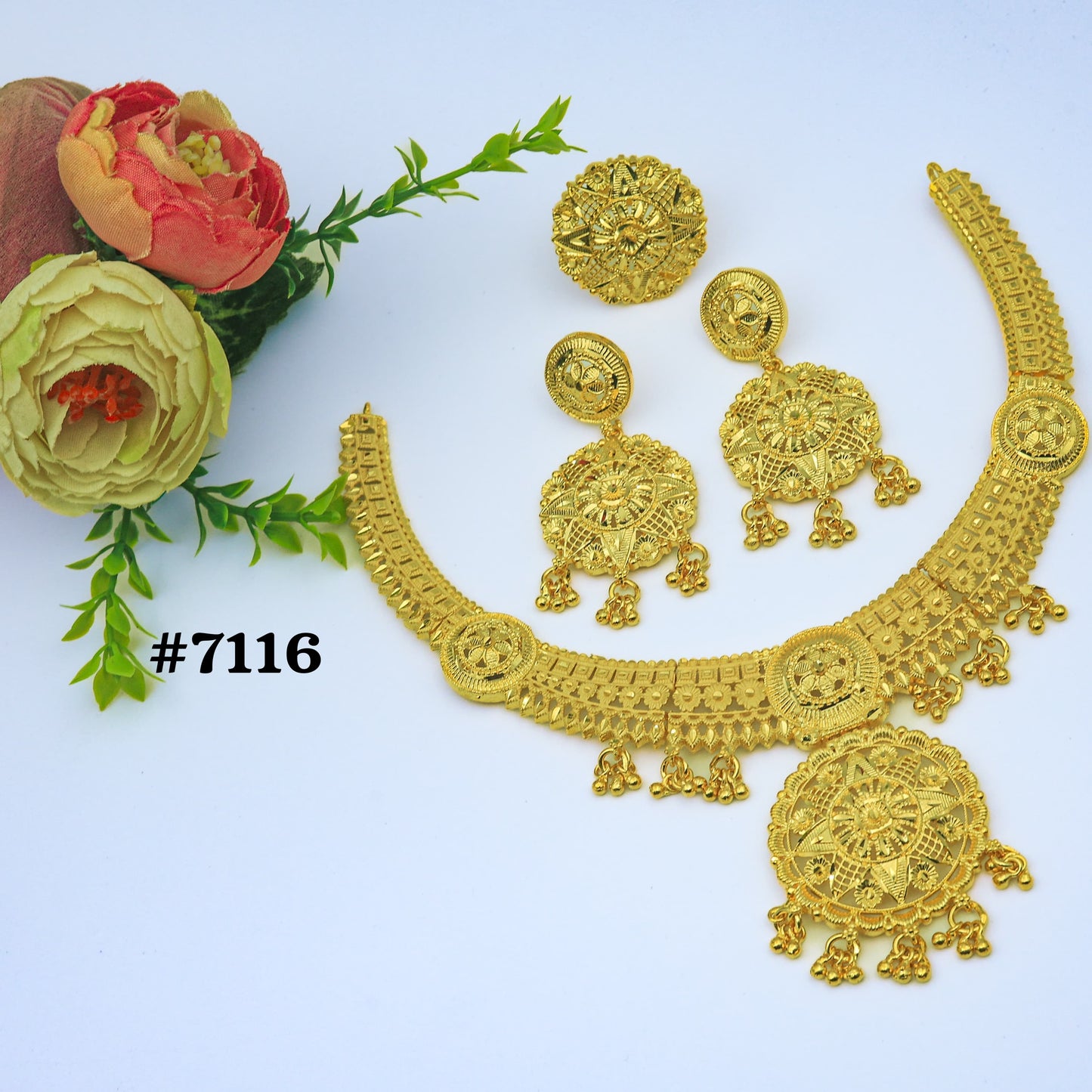 24 Carat Gold Plated Short Necklace 1 Gram Gold Plated Jewellery PMJ Model No :7116