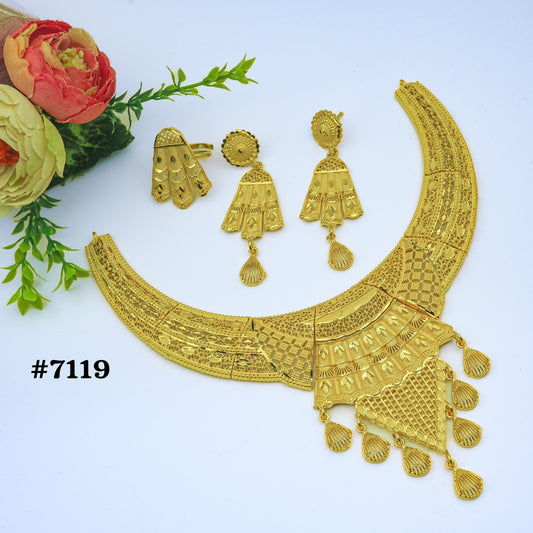 Gold Plated Short Necklace Set, PMJ Model No: 7119