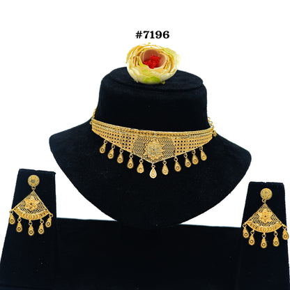 Gold Plated Short Necklace 1 Gram Gold Plated Jewellery PMJ Model No : 7196