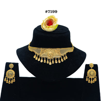Gold Plated Short Necklace 1 Gram Gold Plated Jewellery PMJ Model No : 7199