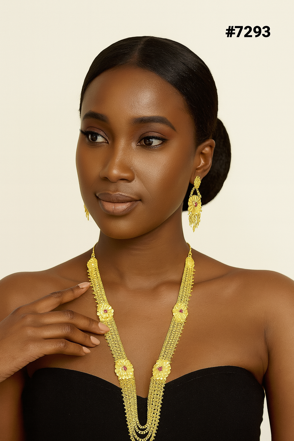 Gold Plated LONG NECKLACE 1 Gram Gold Plated Jewellery PMJ Model No : 7293