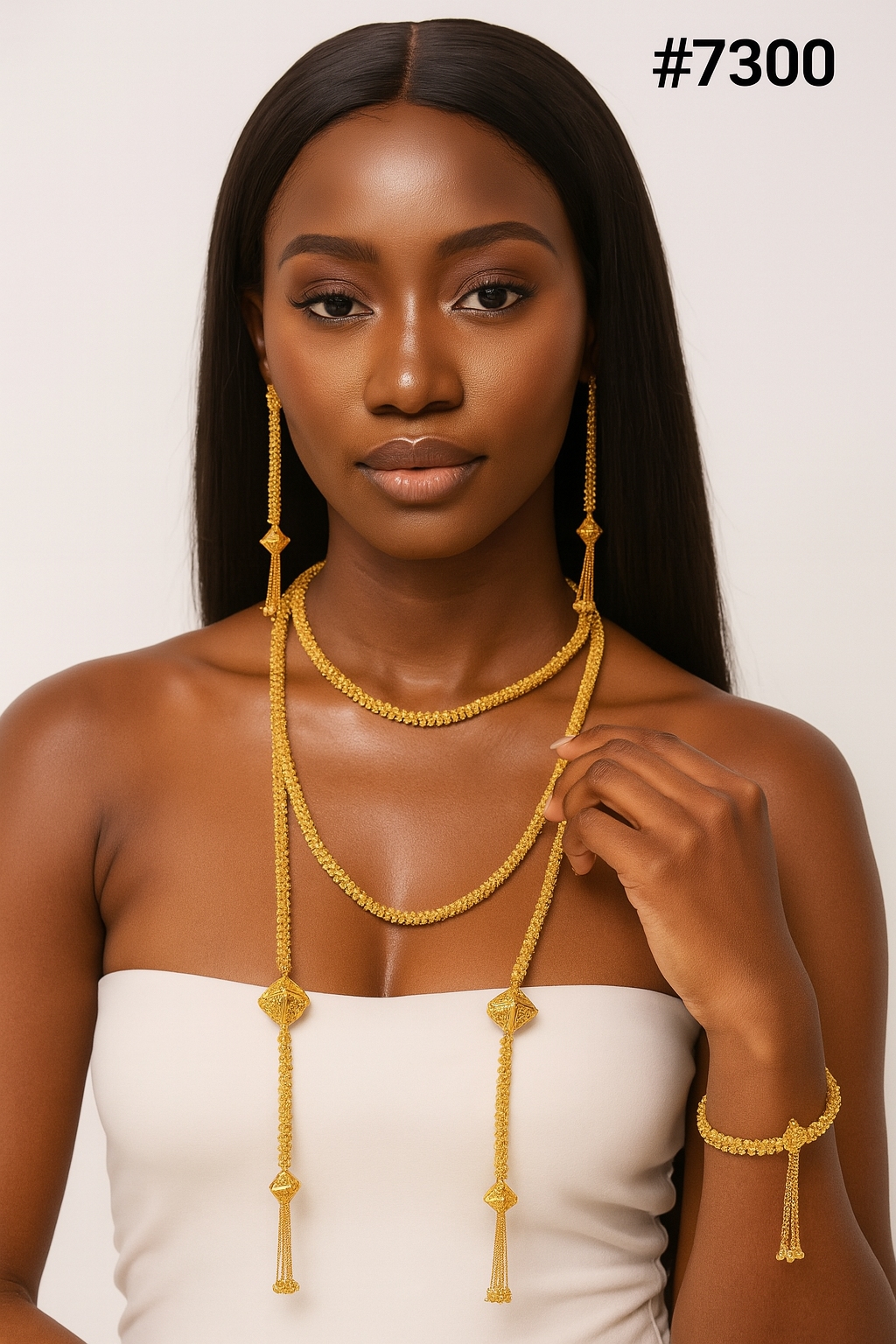 Gold Plated LONG NECKLACE 1 Gram Gold Plated Jewellery PMJ Model No : 7300