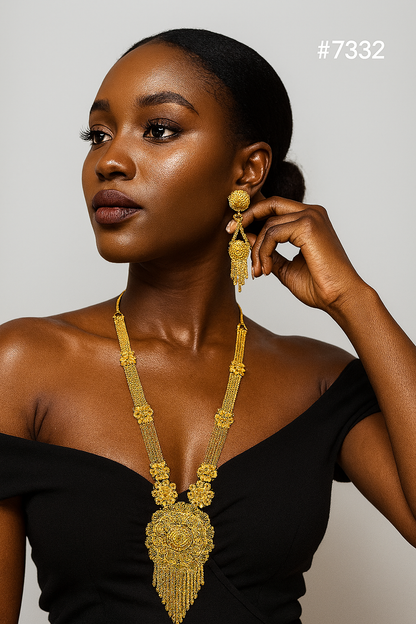 Gold Plated LONG NECKLACE 1 Gram Gold Plated Jewellery PMJ Model No : 7332