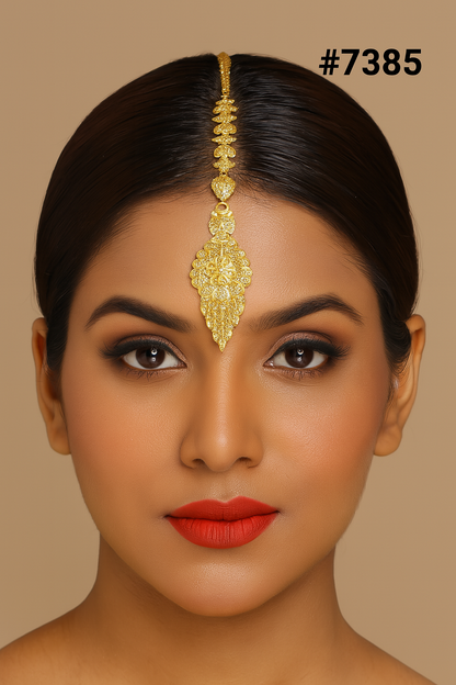 Gold Plated Head Chain ( Maang Tika ) PMJ Model No : 7385