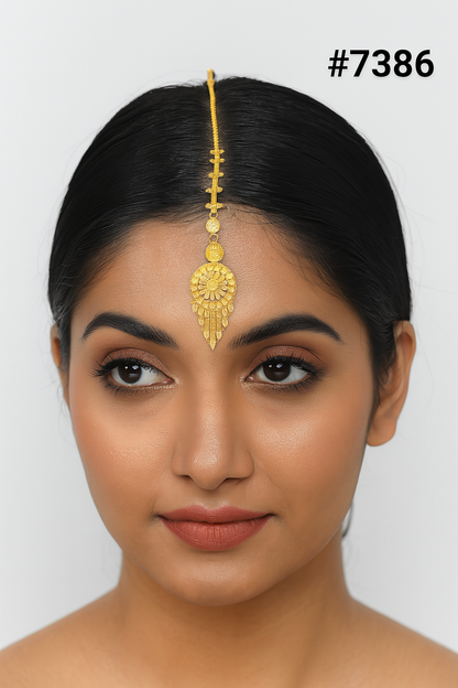 Gold Plated Head Chain ( Maang Tika ) PMJ Model No : 7386