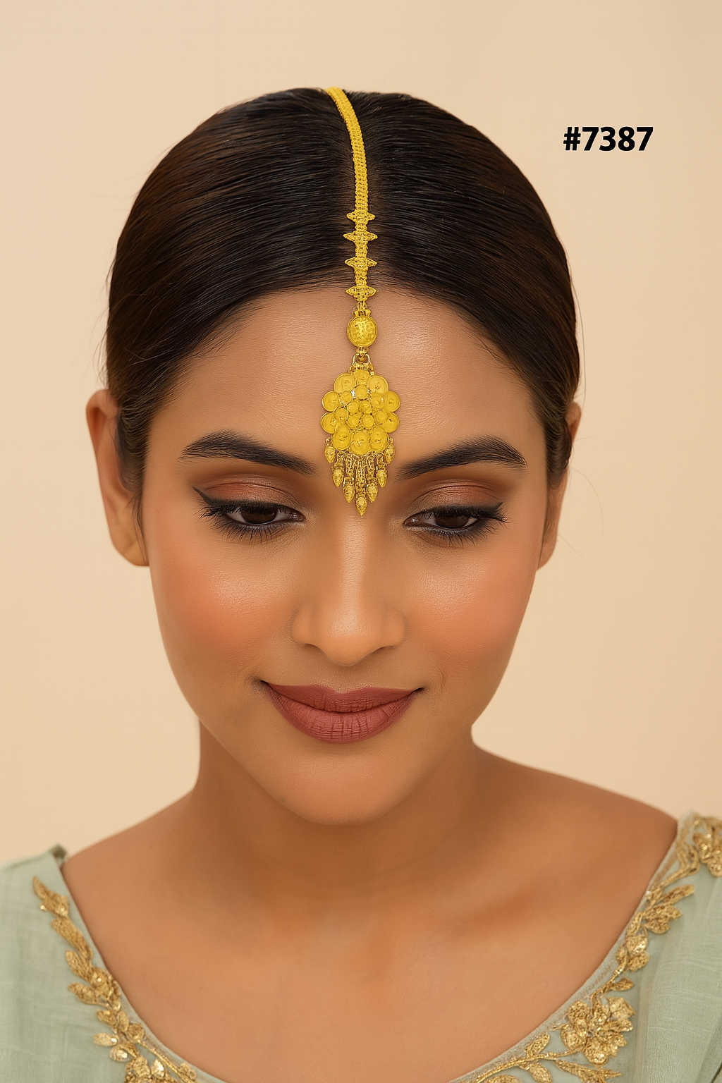 Gold Plated Head Chain ( Maang Tika ) PMJ Model No : 7387