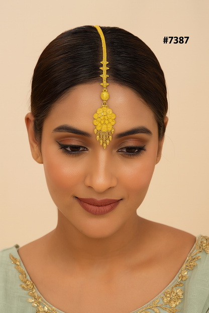 Gold Plated Head Chain ( Maang Tika ) PMJ Model No : 7387