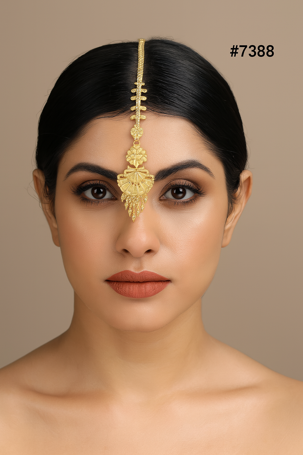 Gold Plated Head Chain ( Maang Tika ) PMJ Model No : 7388