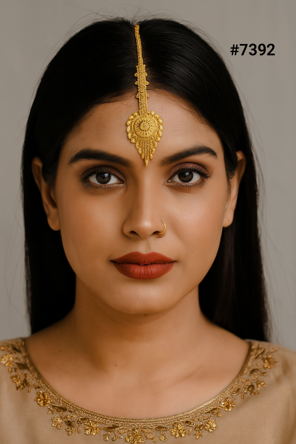 Gold Plated Head Chain ( Maang Tika ) PMJ Model No : 7392