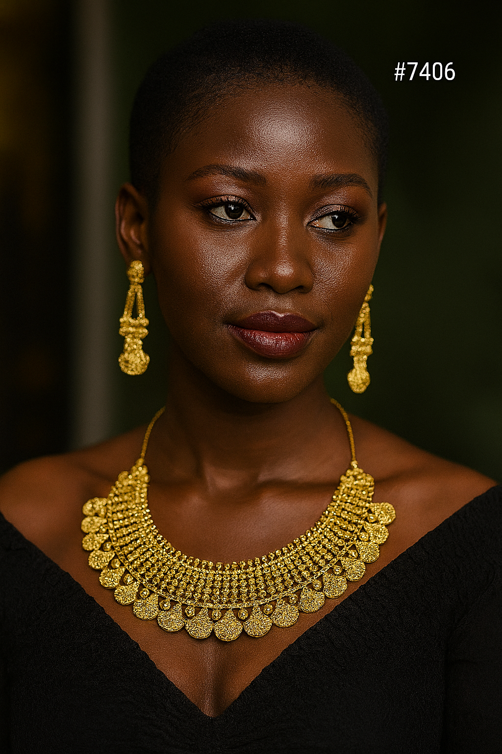 Gold Plated Short Necklace 1 Gram Gold Plated Jewellery PMJ Model No : 7406