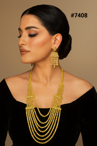 Gold Plated LONG NECKLACE 1 Gram Gold Plated Jewellery PMJ Model No : 7408