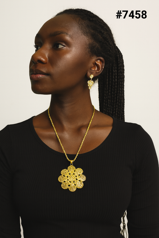 Gold Plated LONG Pendant NECKLACE 1 Gram Gold Plated Jewellery PMJ Model No : 7458