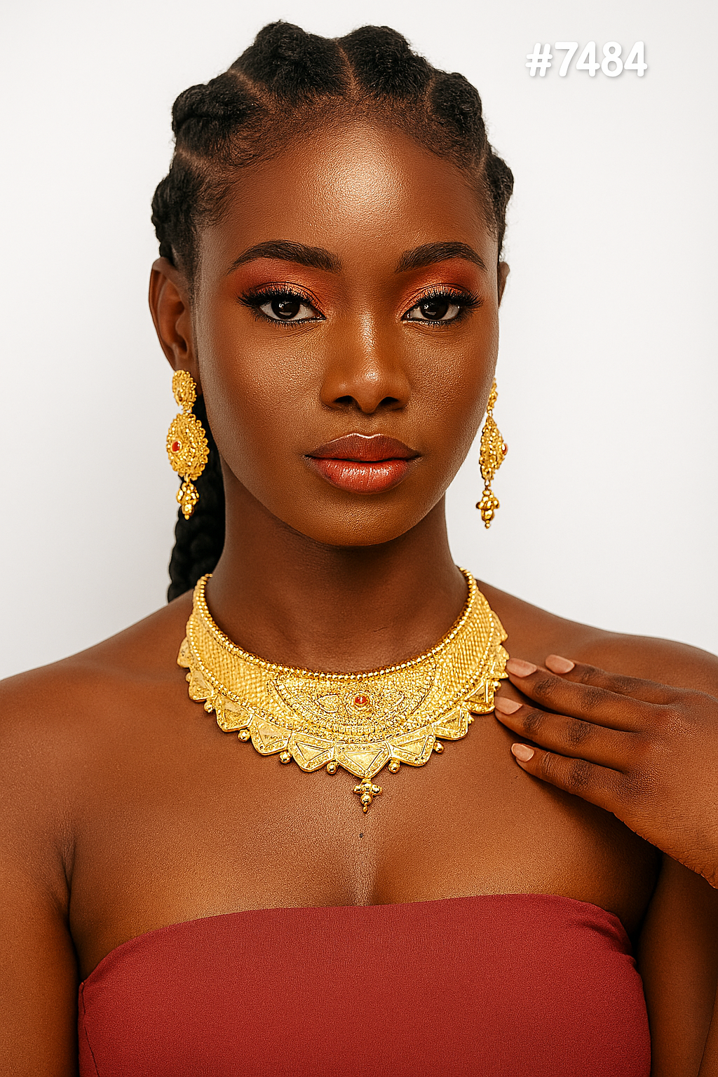 Gold Plated Short Necklace 1 Gram Gold Plated Jewellery PMJ Model No : 7484