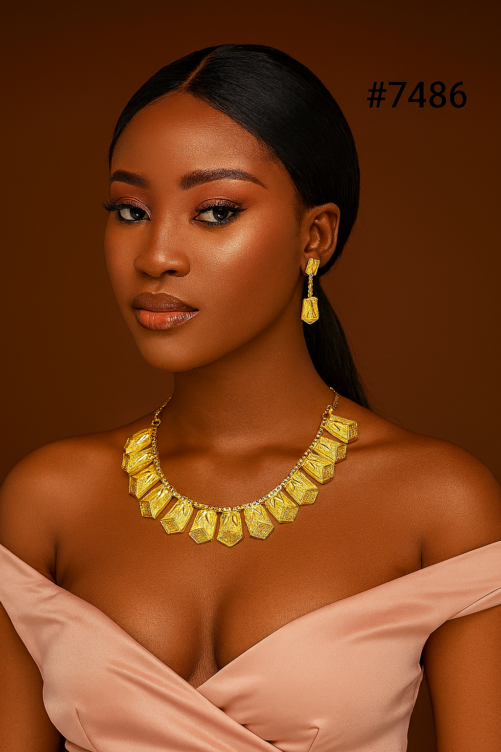 Gold Plated Short Necklace 1 Gram Gold Plated Jewellery PMJ Model No : 7486