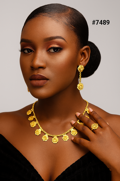 Gold Plated Short Necklace 1 Gram Gold Plated Jewellery PMJ Model No :  7489