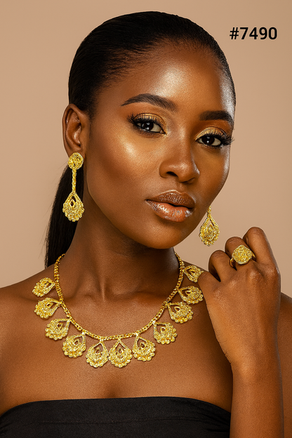 Gold Plated Short Necklace 1 Gram Gold Plated Jewellery PMJ Model No : 7490