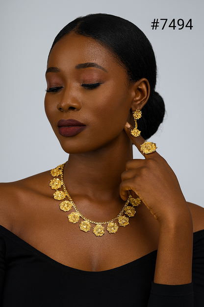 Gold Plated Short Necklace 1 Gram Gold Plated Jewellery PMJ Model No : 7494
