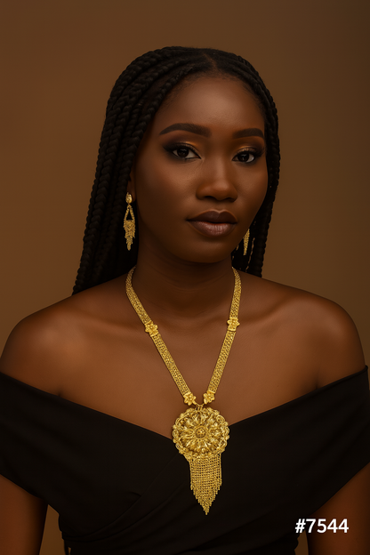 Gold Plated LONG NECKLACE 1 Gram Gold Plated Jewellery PMJ Model No : 7544