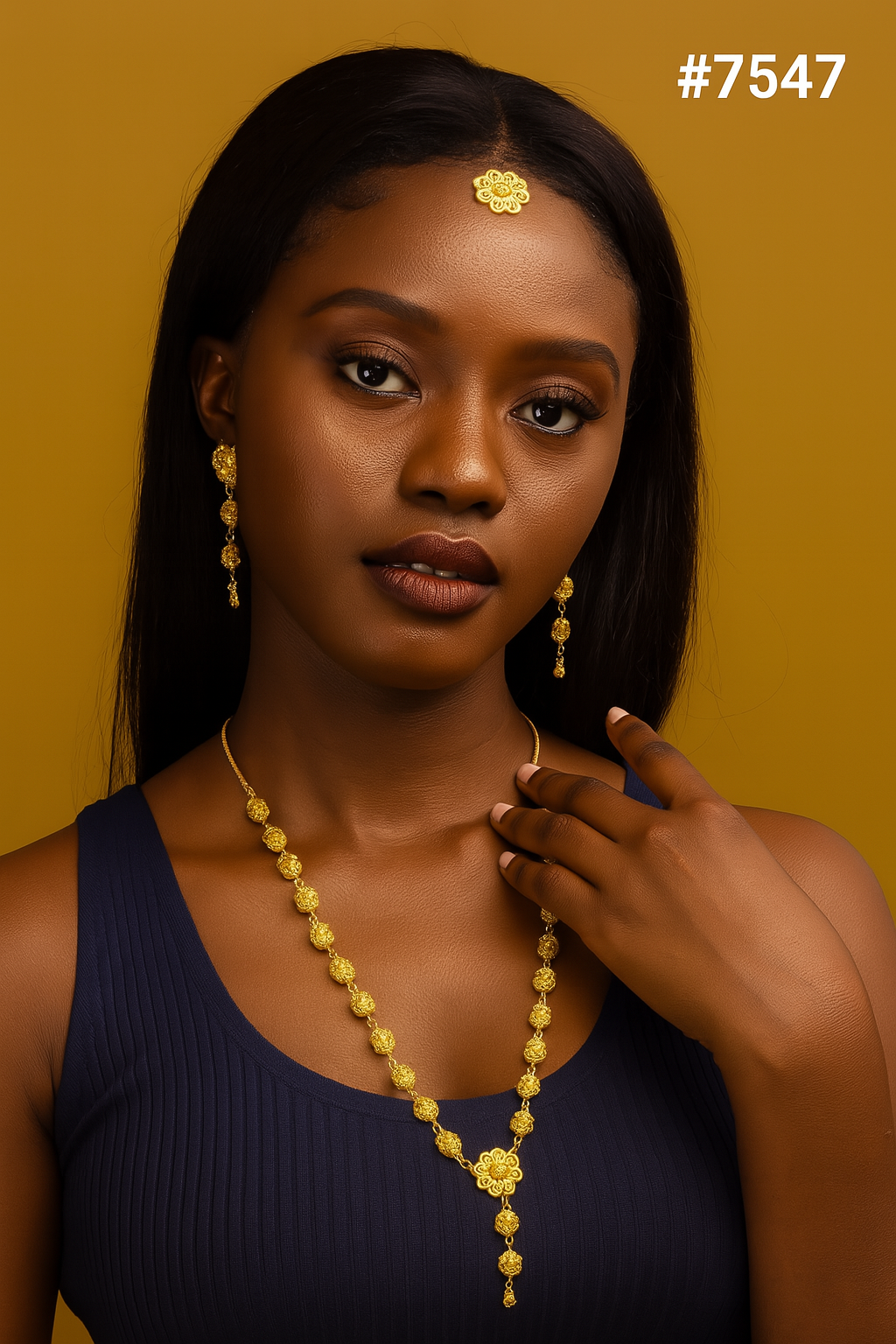 Gold Plated LONG NECKLACE 1 Gram Gold Plated Jewellery PMJ Model No : 7547