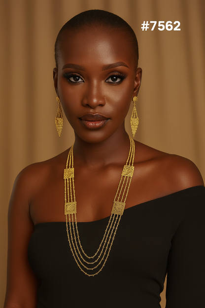 Gold Plated LONG NECKLACE 1 Gram Gold Plated Jewellery PMJ Model No : 7562