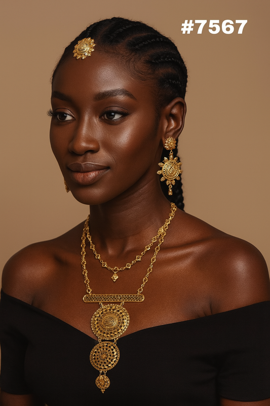 Gold Plated Hand Made Jewelry Long Necklace Set, PMJ Model No: 7567