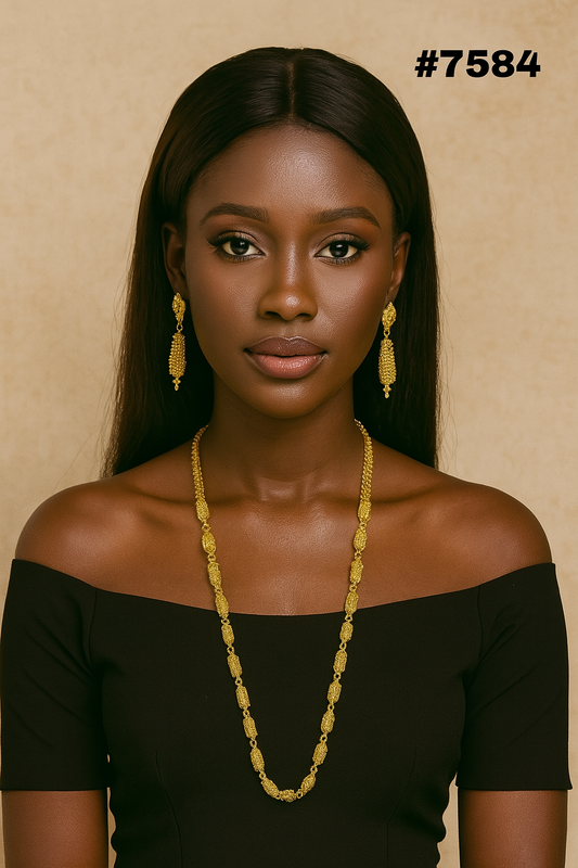 Gold Plated LONG NECKLACE 1 Gram Gold Plated Jewellery PMJ Model No : 7584