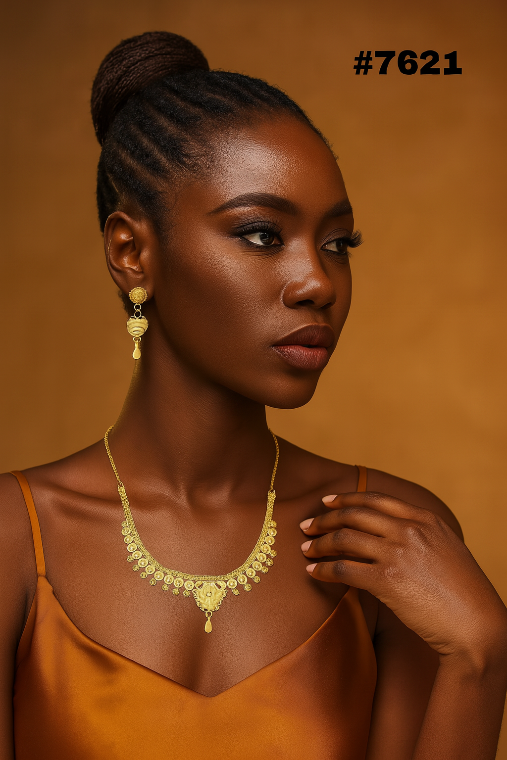 Gold Plated Short Necklace 1 Gram Gold Plated Jewellery PMJ Model No : 7621