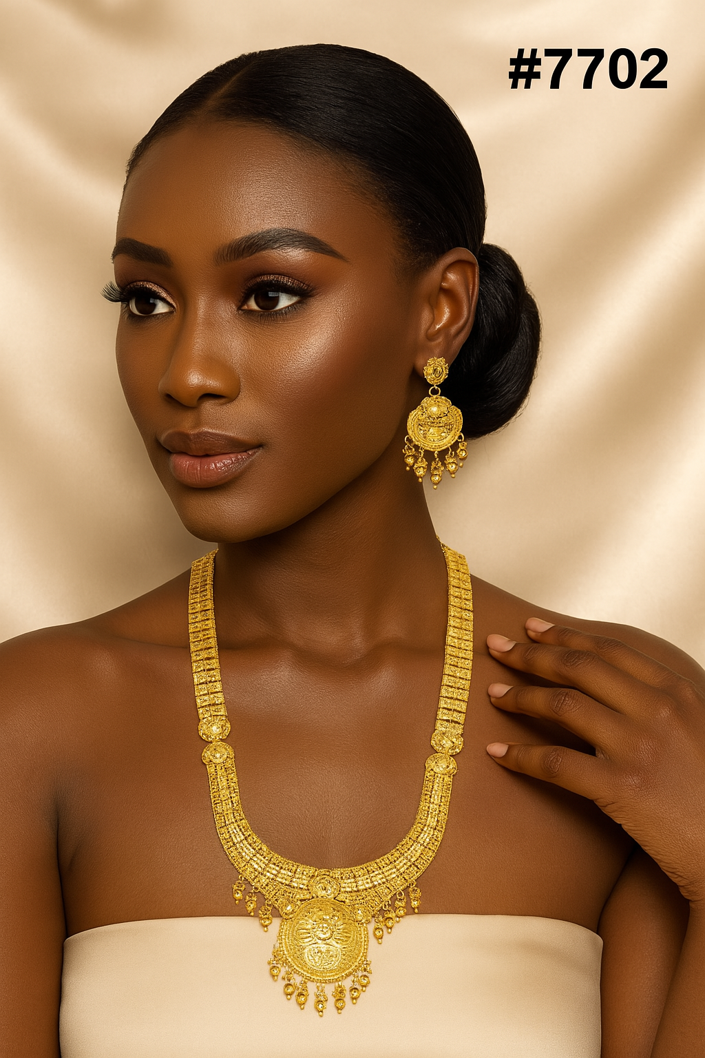 Exclusive Gold Plated Long Necklaces Set, PMJ Model No: 7702