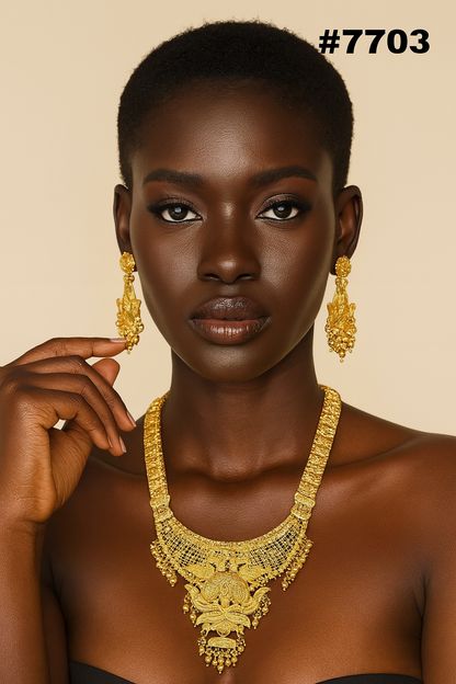 Exclusive Gold Plated Long Necklaces Set, PMJ Model No: 7703