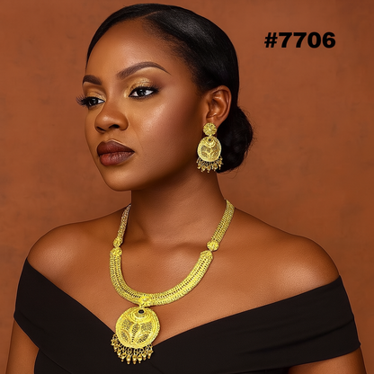 Exclusive Gold Plated Long Necklaces Set, PMJ Model No: 7706