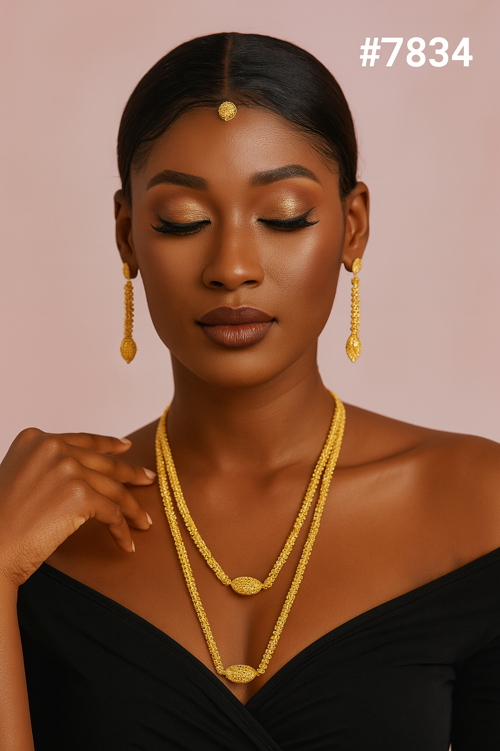 Gold Plated LONG NECKLACE 5 Gram Gold Plated Jewellery PMJ Model No : 7834