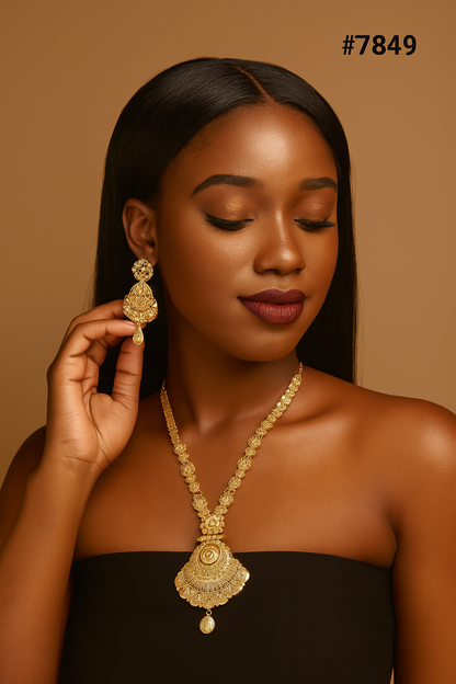 Gold Plated LONG NECKLACE 5 Gram Gold Plated Jewellery PMJ Model No : 7849
