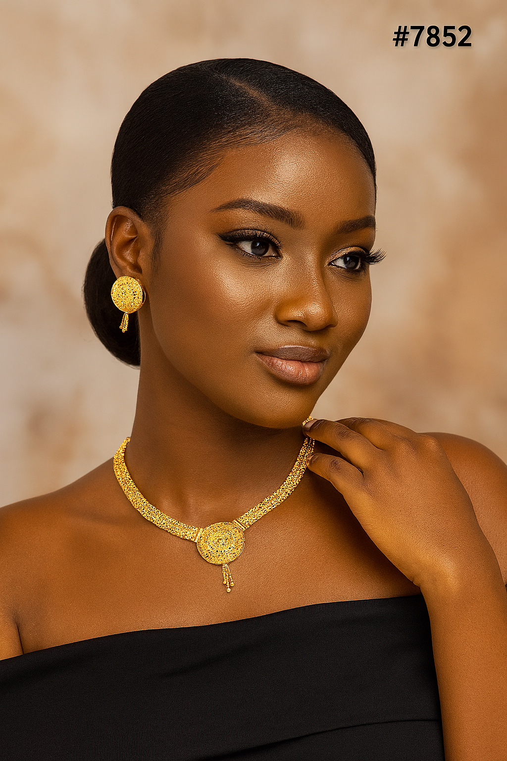 Gold Plated Short Necklace 5 Gram Gold Plated Jewellery PMJ Model No : 7852