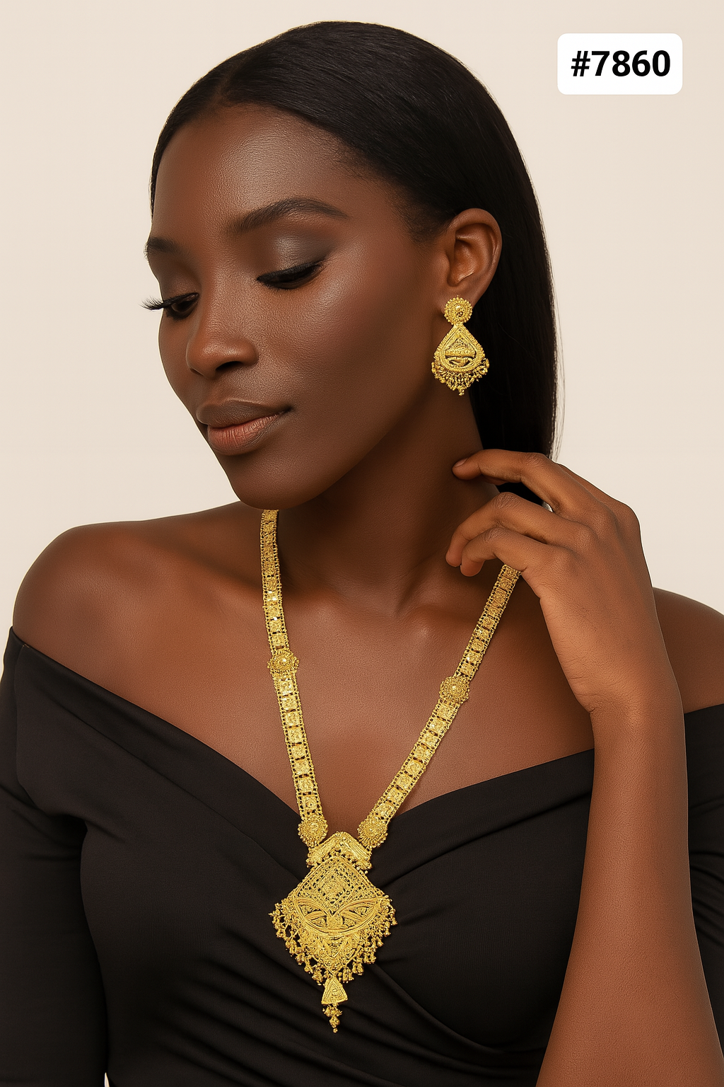 Gold Plated LONG NECKLACE 5 Gram Gold Plated Jewellery PMJ Model No : 7860