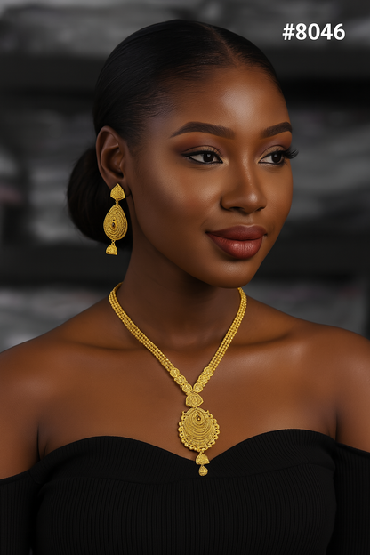 Gold Plated Long NECKLACE 5 Gram Gold Plated Jewellery PMJ Model No : 8046