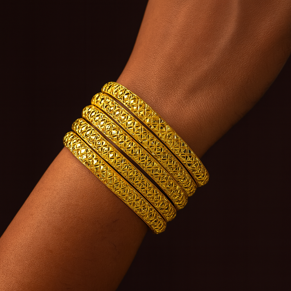 Gold Plated 6 Pcs Set BANGLE 5 Gram Gold Plated Jewellery PMJ Model No : 8120