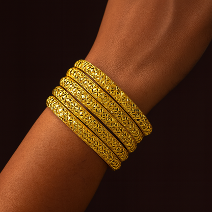 Gold Plated 6 Pcs Set BANGLE 5 Gram Gold Plated Jewellery PMJ Model No : 8120