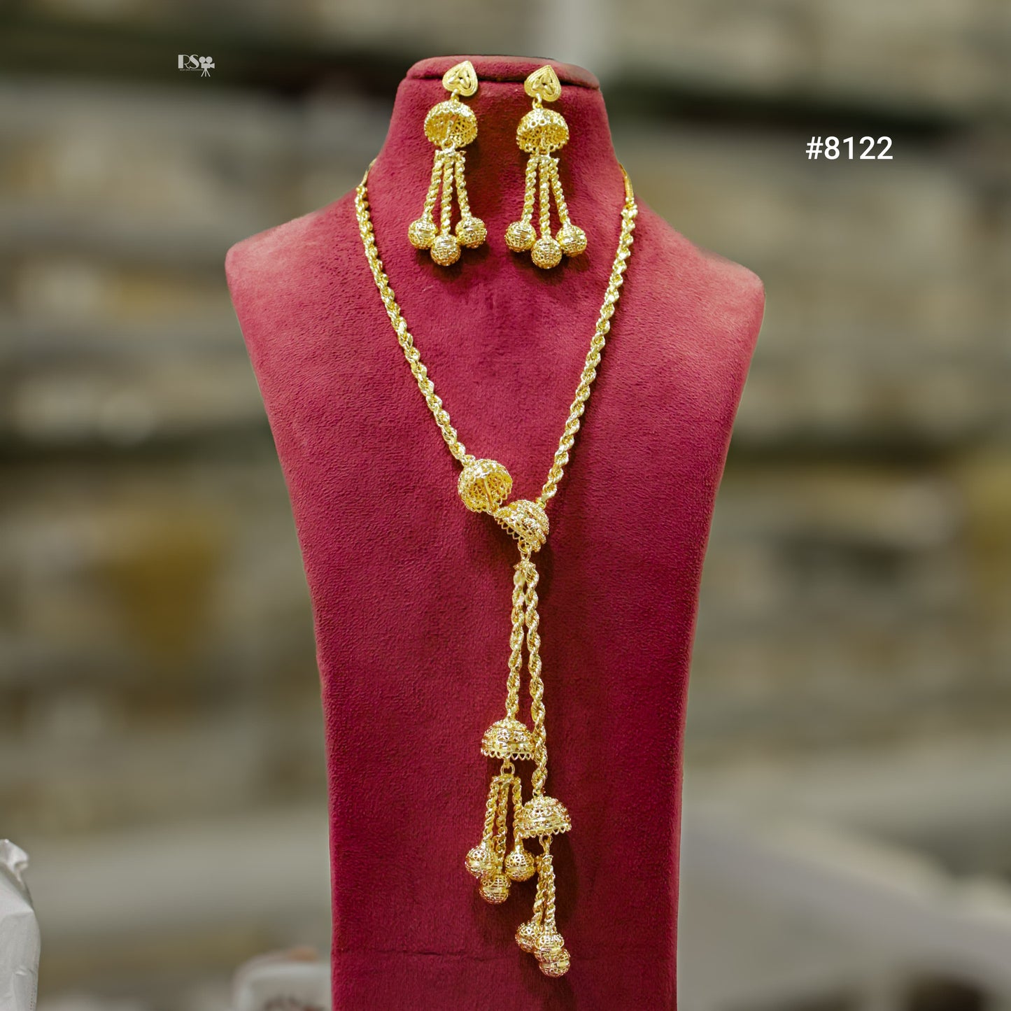 Gold Plated Long NECKLACE 5 Gram Gold Plated Jewellery PMJ Model No : 8122