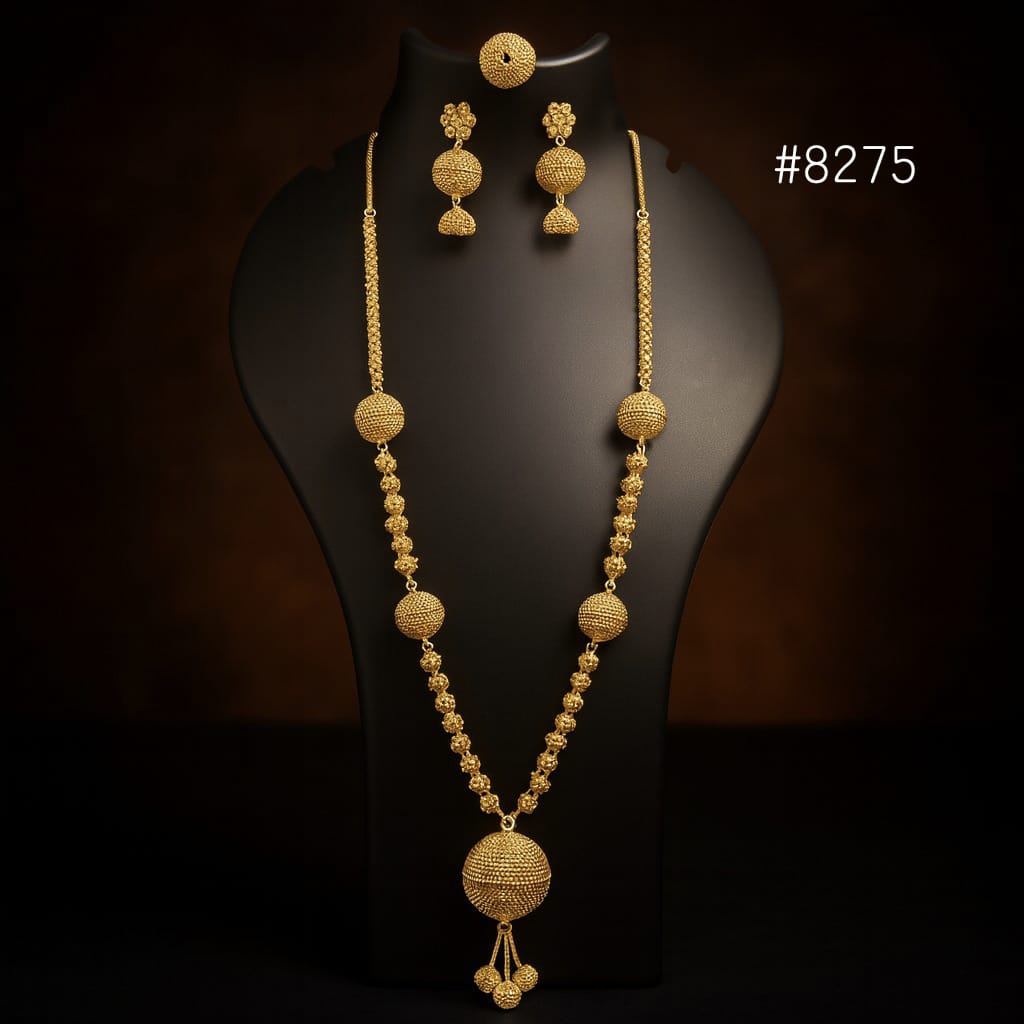 Gold Plated LONG NECKLACE 5 Gram Gold Plated Jewellery PMJ Model No : 8275