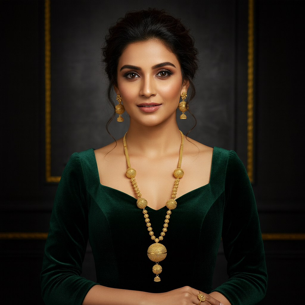 Gold Plated LONG NECKLACE 5 Gram Gold Plated Jewellery PMJ Model No : 8276