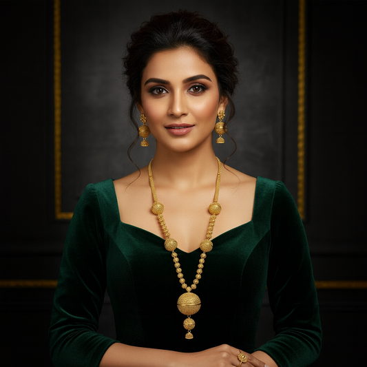 Gold Plated LONG NECKLACE 5 Gram Gold Plated Jewellery PMJ Model No : 8276