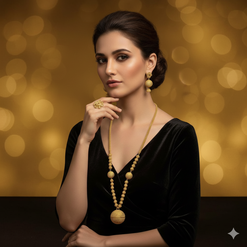 Gold Plated LONG NECKLACE 5 Gram Gold Plated Jewellery PMJ Model No : 8277