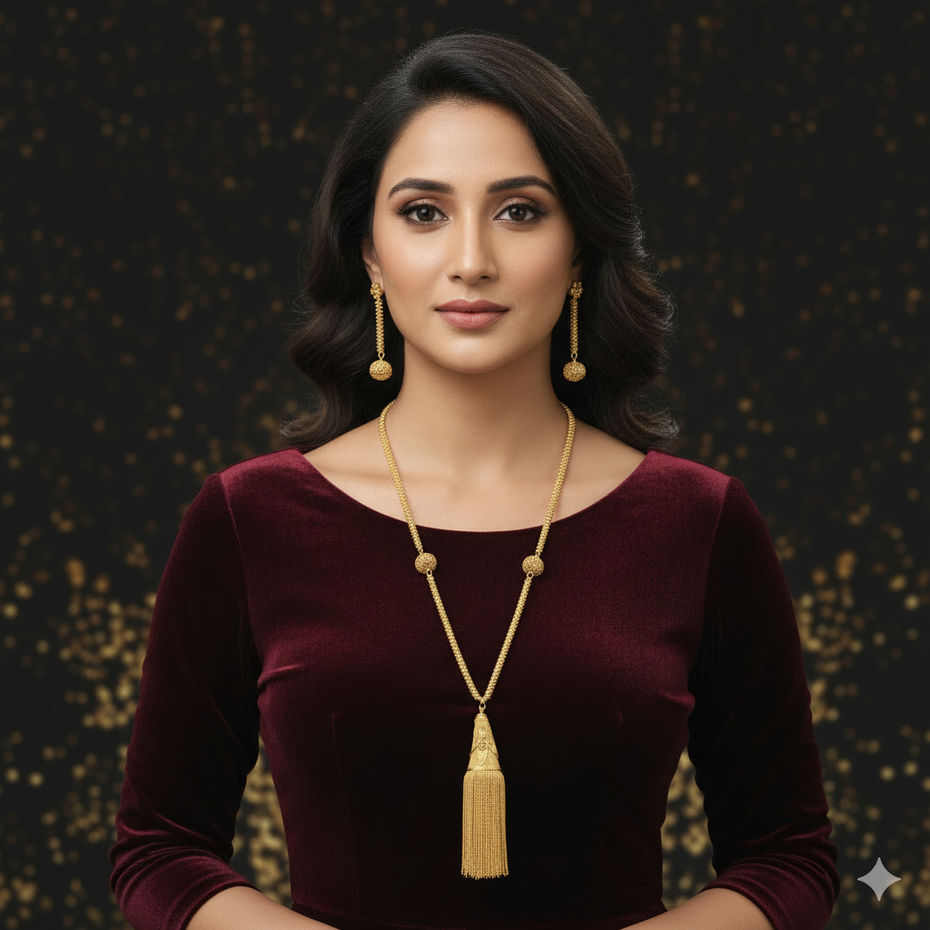 Gold Plated LONG NECKLACE 5 Gram Gold Plated Jewellery PMJ Model No : 8279