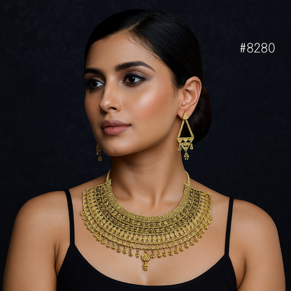 Gold Plated Short NECKLACE 5 Gram Gold Plated Jewellery PMJ Model No :  8280