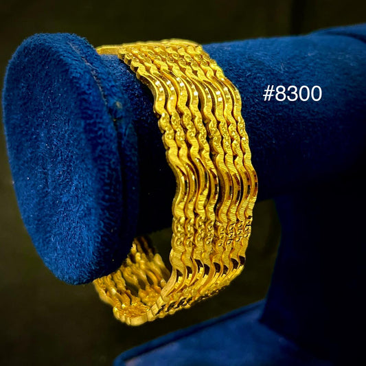 Gold Plated 8 Pc Thin Bangles 5 Gram Gold Plated Jewellery PMJ Model No : 8300