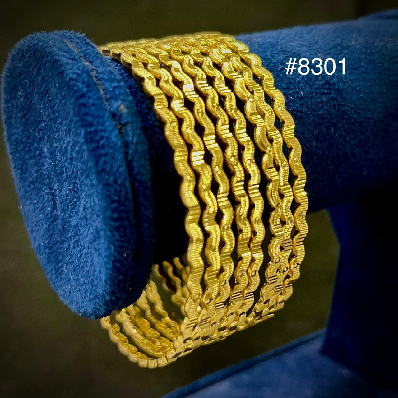 Gold Plated 8 Pc Thin Bangles 5 Gram Gold Plated Jewellery PMJ Model No : 8301