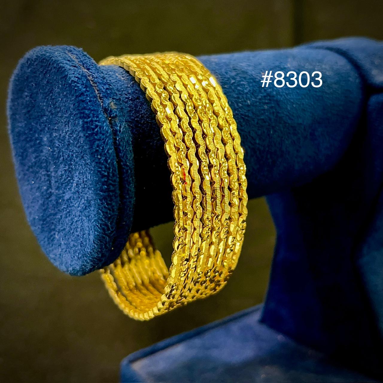 Gold Plated 8 Pc Thin Bangles 5 Gram Gold Plated Jewellery PMJ Model No : 8303